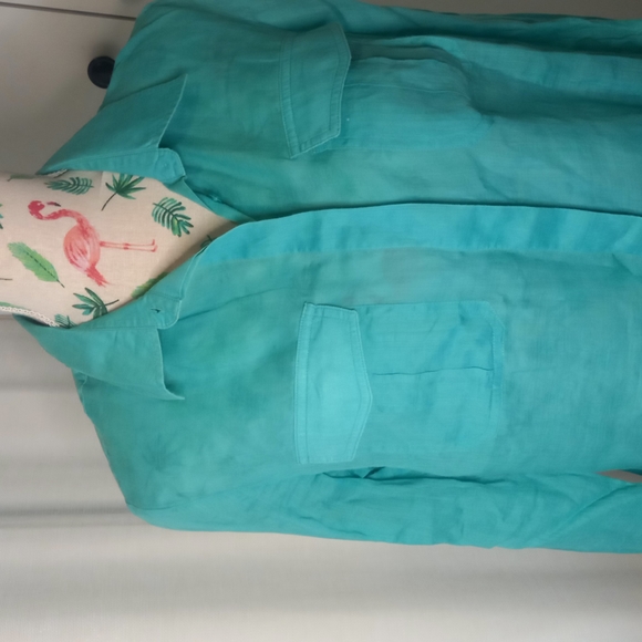 Sportscraft long sleeve shirt, teal coloured, roll up sleeve option (10) - Picture 2 of 5